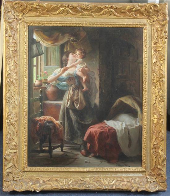 § Giuseppe Magni (1869-1956) The Kiss, 21.5 x 17.5in.